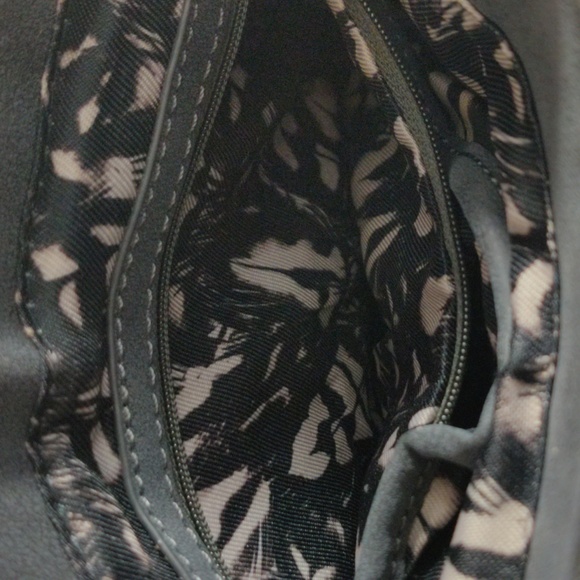 Jessica Simpson Blue Gray Leather Fringed  And Studded Crossbody Handbag Purse - Picture 7 of 14